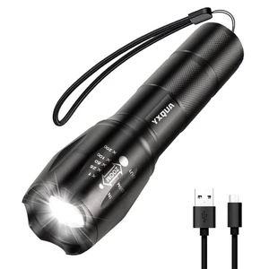 USB Rechargeable Flashlights, 8381 High Lumens Lights, 3 Modes, Zoomable & Wa... - Picture 1 of 7
