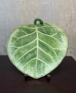 Vintage San Marco Italy Majolika Platte Grün Salat Blatt Muster - Bild 1 von 5