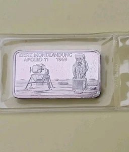 Silberbarren, 1 Unze, 999er, Heraeus,Rarität "Mondlandung", unzirkuliert, OVP  - Bild 1 von 4