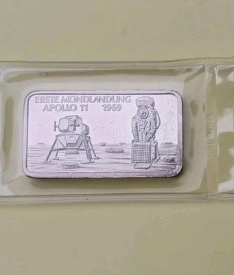 Silberbarren, 1 Unze, 999er, Heraeus,Rarität "Mondlandung", unzirkuliert, OVP  - Bild 1 von 4