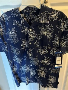 Gap Kids Hibiscus Aloha Hawaiian Button Down Cabana Boys Shirt L (10/12) - NEW! - Picture 1 of 5