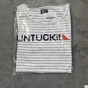 Camisa Untuckit Mujer Mediana Negra Blanca Rayas Logo Leoville Camiseta Algodón Nueva - Imagen 1 de 5