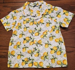 Janie and Jack Boys Lemon Print Cotton Button-Down Shirt Size 2T Yellow White - Picture 1 of 6