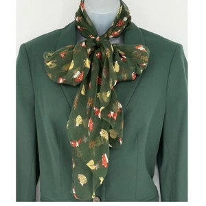 Viscose Scarf Mushroom Print Green Sheer Lightweight Neck Scarf Accessory 92-15 - Picture 1 of 16