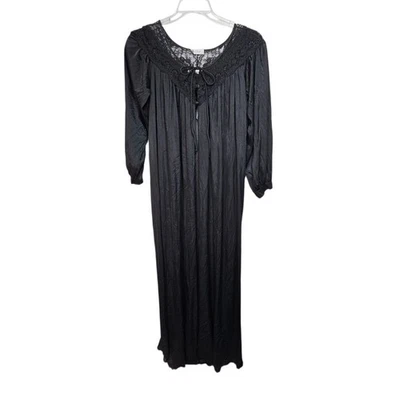 Vestido peignoir vintage Miss Elaine de nailon negro para mujer talla mediana/grande  Foto 1 de 4