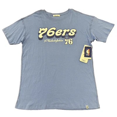 ‘47 Brand Philadelphia 76ers Blue Short Sleeve Shirt Size Women's Medium NWT - Image 1 of 4