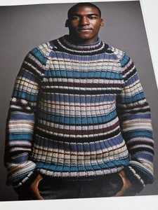 Multi-Stripe Sweater Knitting Pattern Sizes S-XXL Book Pages - Picture 1 of 3