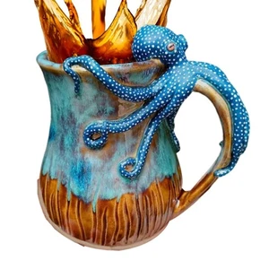 Taza de pulpo hecha a mano divertida resina loca 3D pulpo taza de café mango de tentáculo - Imagen 1 de 20