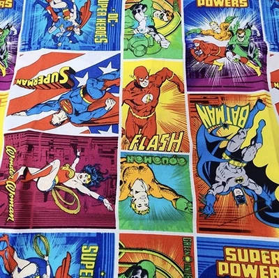 DC Super Heroes Camelot Fabrics Cotton 2 Yards OOP Superman Batman Super Powers - Image 1 of 4