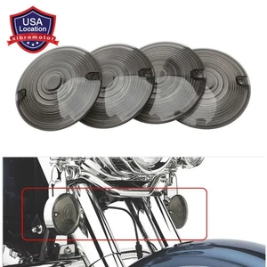 4Pcs Motorcycle Turn Signal Light Cover Flat Smoke Lens For Harley Electra Glide - Bild 1 von 15