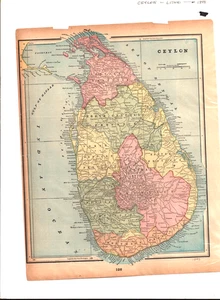 Lithograph 16x12 Map of Ceylon 1893 (art 13.5x10.5) - Picture 1 of 2