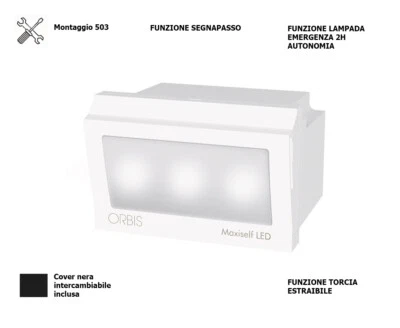 Orbis MAXISELF LAMPADA DI EMERGENZA LED 3 MODULI SERIE GEWISS AVE BTICINO VIMAR - Immagine 1 di 4