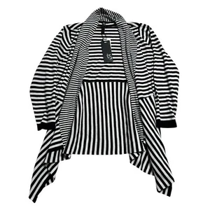 Taking Shape TS Cardigan Womens 14 Black Striped Viscose Open Pullover Flowy - Picture 1 of 9