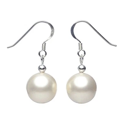 Orecchini Pendenti Perle De Coeur Coquille & 925 Argento Bianco Donna - Immagine 1 di 4