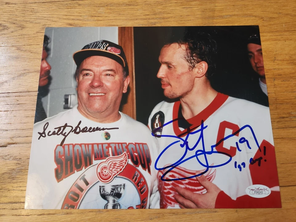 Detroit Red Wings 8 x 10 Photo Autographed Steve Yzerman Scotty Bowman JSA COA - Image 1 of 4