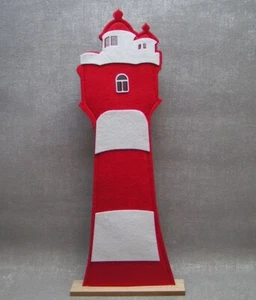 Gilde Leuchtturm  49 cm  Maritim Meer Filz  Sommer Dekoobjekt weiß rot Urlaub - Bild 1 von 1