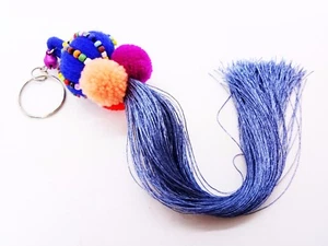 Hill Tribal Style Blue Ver.1 Handmade keyring Thailand Trip keychain gifts - Picture 1 of 4