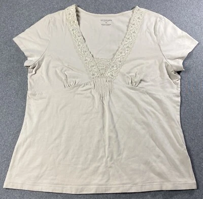 Sonoma 女式上衣 V 领蕾丝装饰 XL 码米色  — 第 1/4 张图片