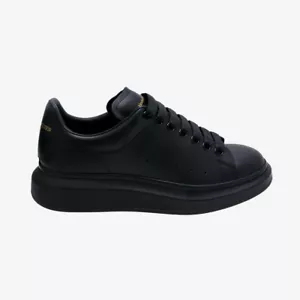 Alexander McQueen Oversized Leather Sneaker - All Black and Gold - Picture 1 of 3