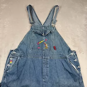 Vintage Looney Tunes Painting Denim Overalls Womens 22 Tweety Cotton Pockets - Picture 1 of 12