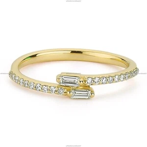 Alianza de boda anillo de compromiso de diamantes de oro amarillo de 14 k joyería de diamantes naturales - Imagen 1 de 7