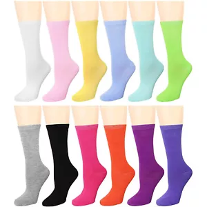12 pares de calcetines surtidos multicolores lisos lisos de algodón para mujer 9-11 - Imagen 1 de 1