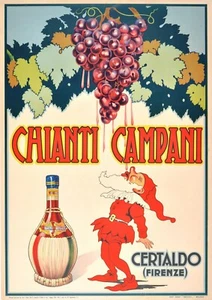Reproduction Vintage "Chianti Campani" Italy Poster, Home Wall Art, Size: A2 - Picture 1 of 1