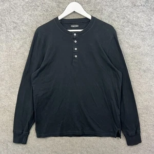 Camicia Tom Ford uomo grande nera Henley manica lunga top made in Italy Y2K - Foto 1 di 14