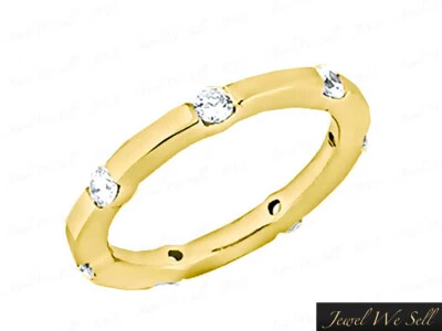 Natural .35Ct Round Brilliant Diamond Eternity Band Wedding Ring 14K Gold G SI1 - Image 1 of 4