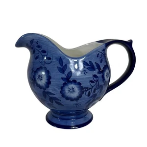 Country Style Blue Pitcher Vase VTG FTD Floral Ceramic Decorative Farmhouse Deco - Picture 1 of 10