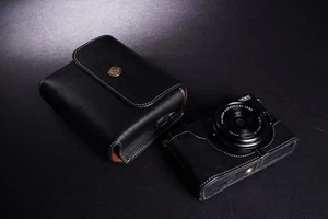 Genuine Real Leather Full Camera Case Bag Cover Pouch for FUJIFILM X70 Black - Picture 1 of 42