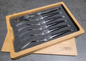 Laguiole en Aubrac Steakgabeln Gabeln Set 6 Stück Griffe aus Ebenholz NEU - Bild 1 von 7