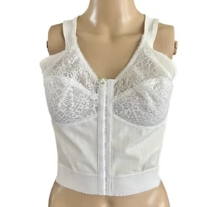 Vintage Gelmart Longline Front Close Bra Size 36 B White Wireless - Picture 1 of 5