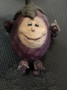 Vintage Sitting Vegetable Figurine Eggplant Home Decor Dangle Legs Shelf Anthro - Picture 1 of 3