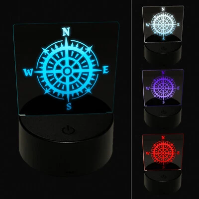 Nautical Compass 3D Illusion LED Night Light Sign Nightstand Desk Lamp - Image 1 of 4