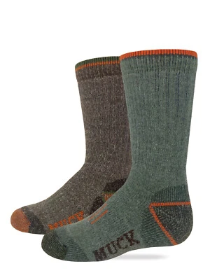 Muck Boots Youth Boys Heavyweight Merino Wool Blend  Boot Socks 2 Pair Pack - Image 1 of 4