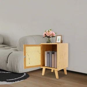 Mesa auxiliar de madera, mesita de noche de bambú, mesita de noche moderna 31*30*51 cm - Imagen 1 de 24