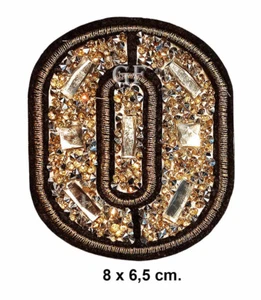 NUMMER ZAHL 0 Strass Glasperlen Aufbügler Bügelbild Glitzer Funkeln NUMBER Patch - Bild 1 von 2
