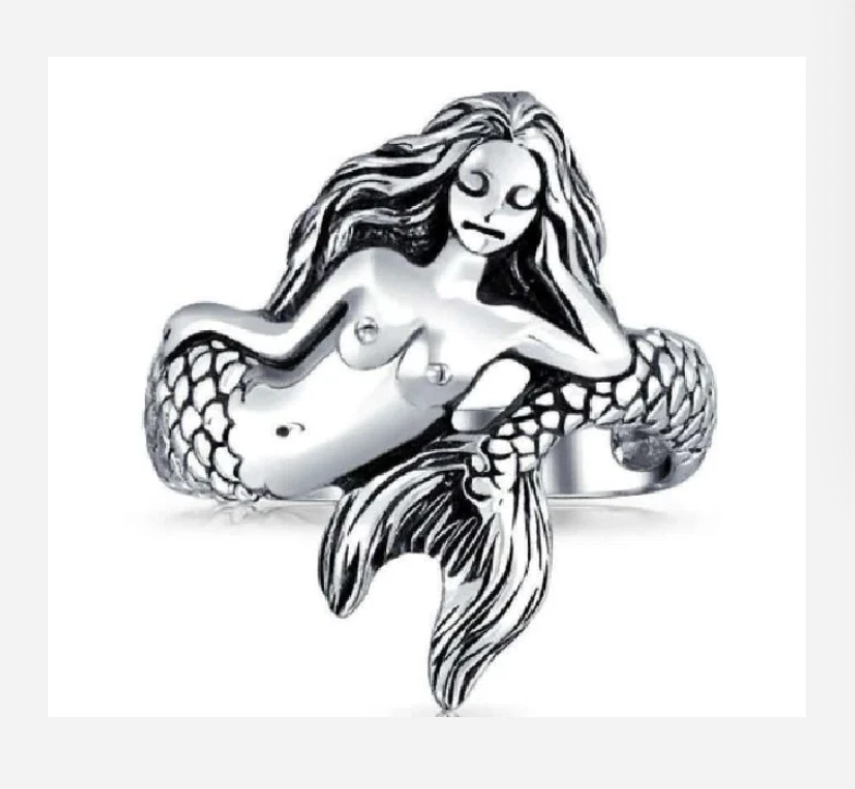 SILVER MERMAID RING 5 6 7 8 9 10 - Image 1 of 1