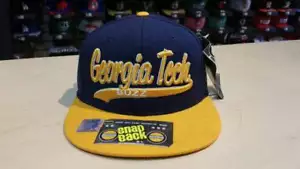 NCAA Georgia Tech Yellow Jackets 2 Tone Team Name Logo Retro Snapback Cap Hat - Picture 1 of 5
