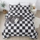  Plaid Comforter(79x90Inch), 3 Pieces (1 Plaid Comforter and 2 Full Black White