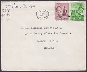 Mauritius 1963 airmail cover to England endorsed 2nd Class Air Mail, QEII - Picture 1 of 1