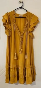 NATASHA GAN Mustard Colour Frill Shift Dress SIZE 14 - Picture 1 of 14