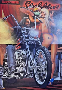 1996 David Mann Poster Sexy Waitress Serving Biker in a Bar - Picture 1 of 1
