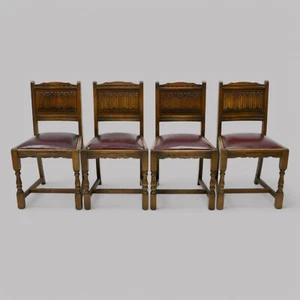 4 Old Charm Dining Chairs Drop On Wine Colour Leather Seats FREE UK Delivery - Picture 1 of 22