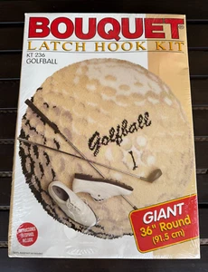 NEW Latch Hook Rug Kit Golfball 36" Round Bouquet NIB Canada Sealed HTF RARE - Picture 1 of 12