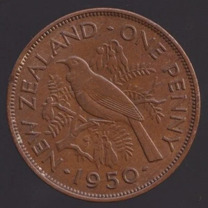 New Zealand 1950 One Penny George VI - Extra Fine - Picture 1 of 3