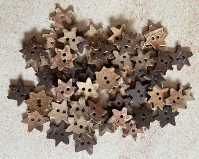 50 Coconut Shell Star Buttons Links Connectors Crafts DIY Boho Jewelry - Image 1 of 4