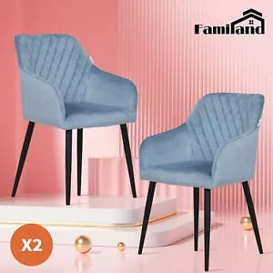 Familand Dining Chairs Set of 2 Armchair Velvet Padded Seat Living Room Chair - Picture 1 of 8