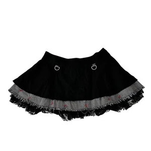 Minigonna Lip Service Y2K taglia XL nera pizzo ciliegia ricamata centro commerciale gotico punk - Foto 1 di 14